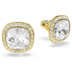 Una Angelic stud earrings Cushion cut, White, 18K gold finish